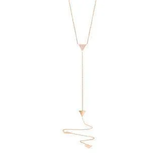 0.13ct 14k Rose Gold Diamond Pave Triangle Lariat Necklace