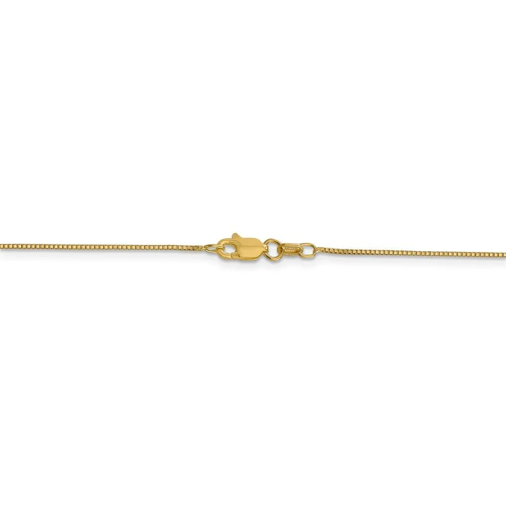 0.7mm, 14k Yellow Gold, Solid Box Chain Necklace