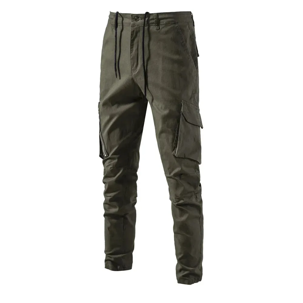 100% Cotton Men's Cargo Trousers High Quality Casual Pants for Men New Spring Zipper Multi-pockets Streetwear Pants Men v2