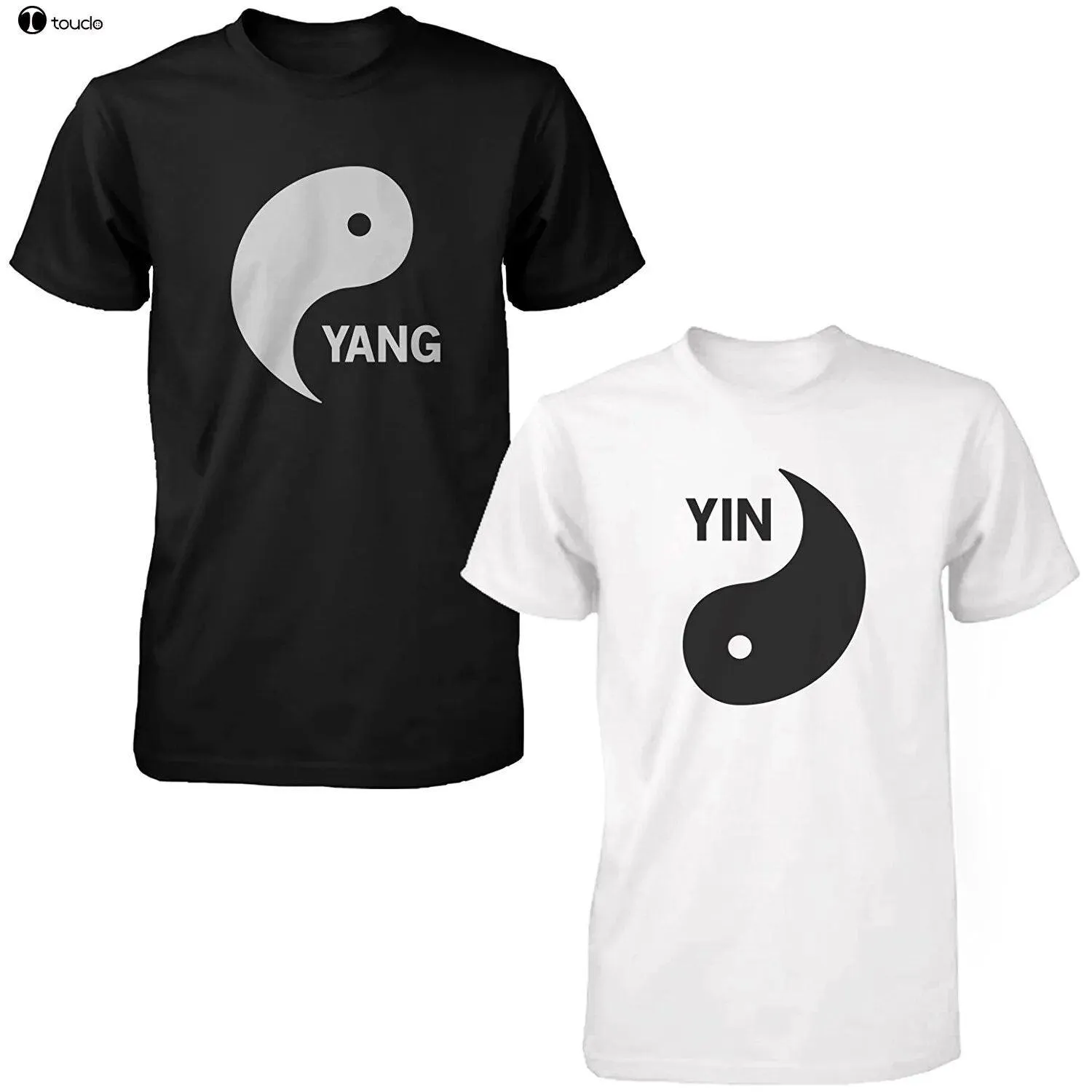 100% Cotton Yin Yang Black And White Shirts Matching T-Shirts Cute Asian Couple Tees Summer Style Tee Shirt