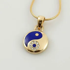 14kt Gold Lapis Diamond Yin Yang Pendant