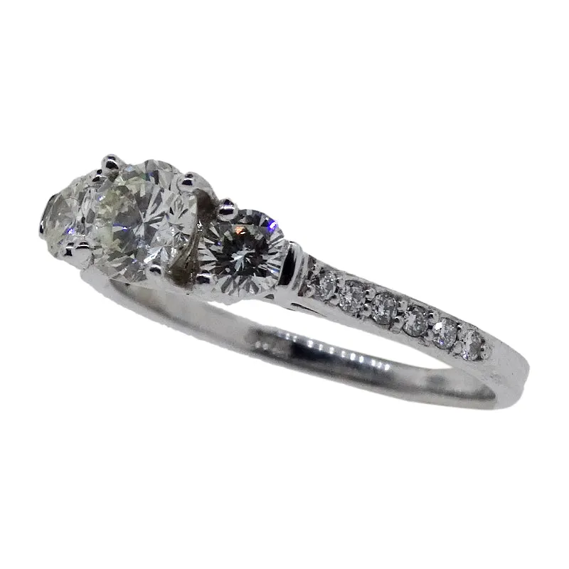 14KT WG 3 Stone Diamond Ring