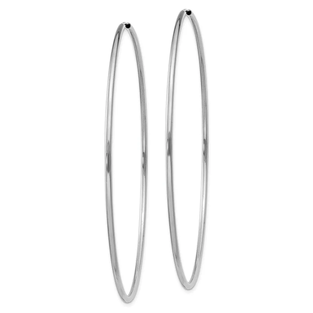 1.5mm, 14k White Gold Endless Hoop Earrings, 64mm (2 1/2 Inch)