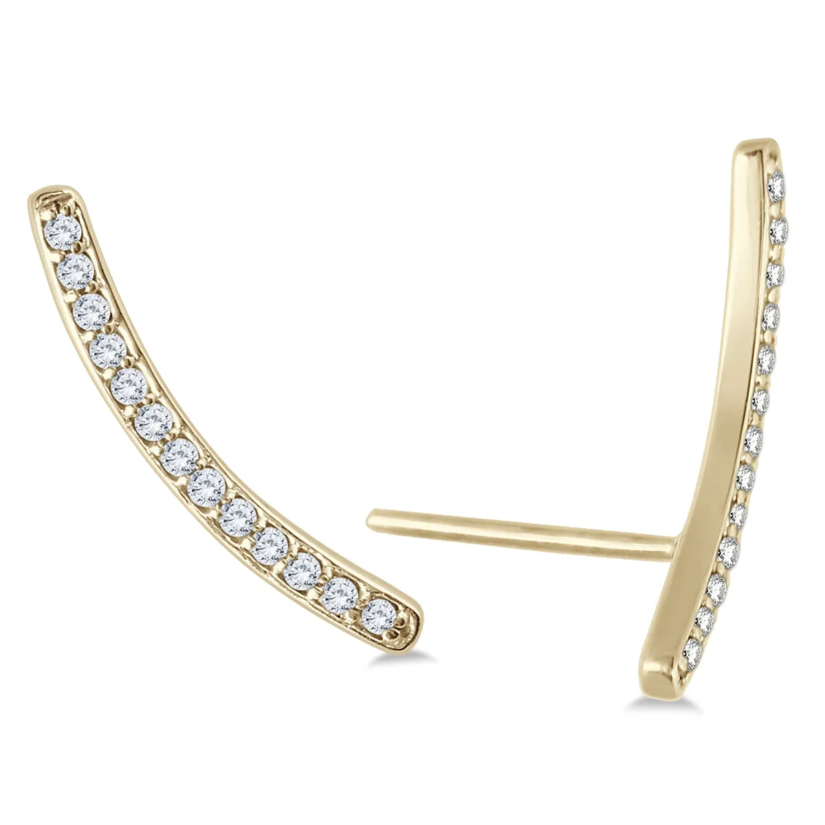 1/8 Ctw Genuine Diamond Climbing Earrings In 14K Yellow Gold