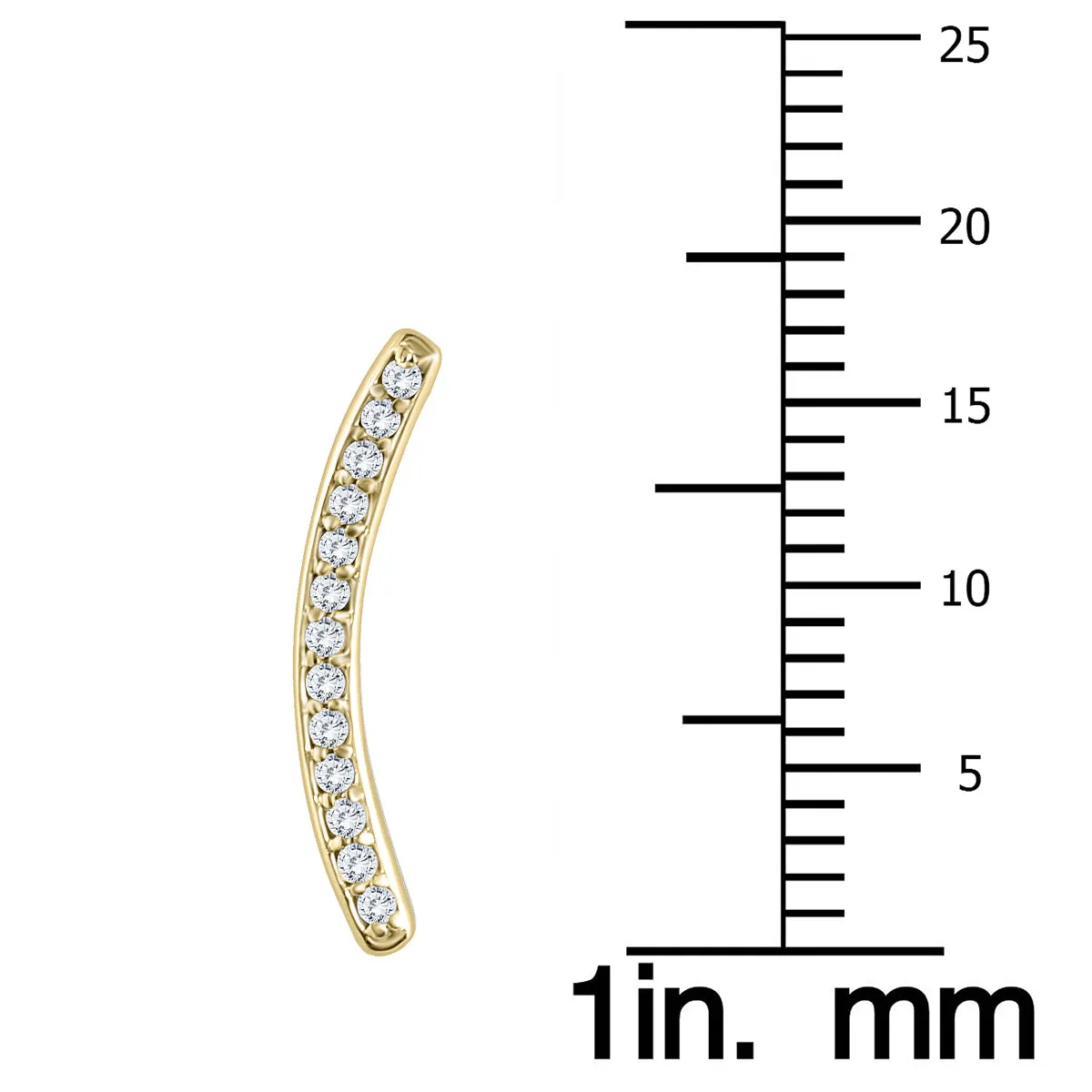 1/8 Ctw Genuine Diamond Climbing Earrings In 14K Yellow Gold