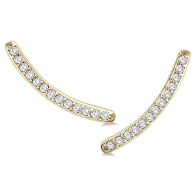 1/8 Ctw Genuine Diamond Climbing Earrings In 14K Yellow Gold