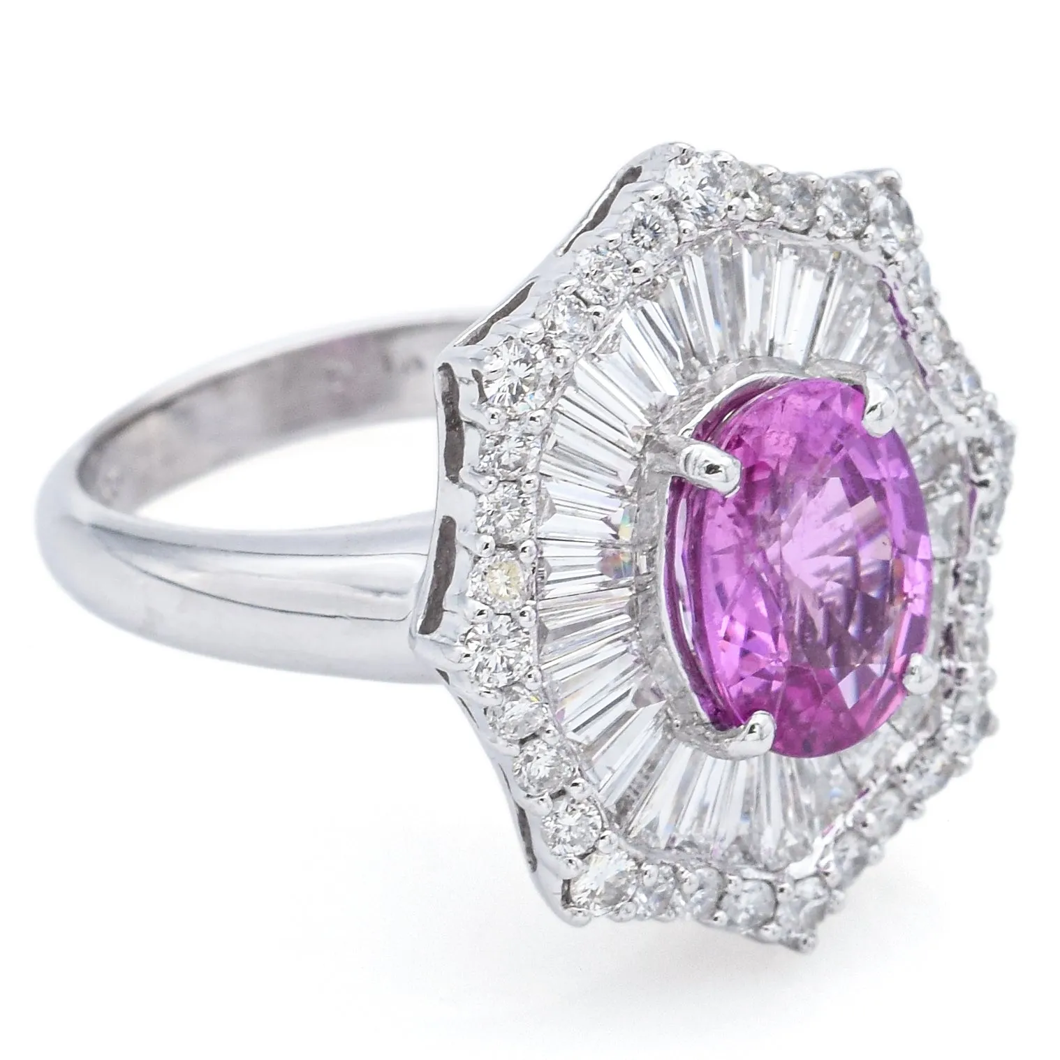 18K White Gold 2.83 Ct Ct Pink Sapphire & 2.92 TCW Diamond Ring GIA Certified