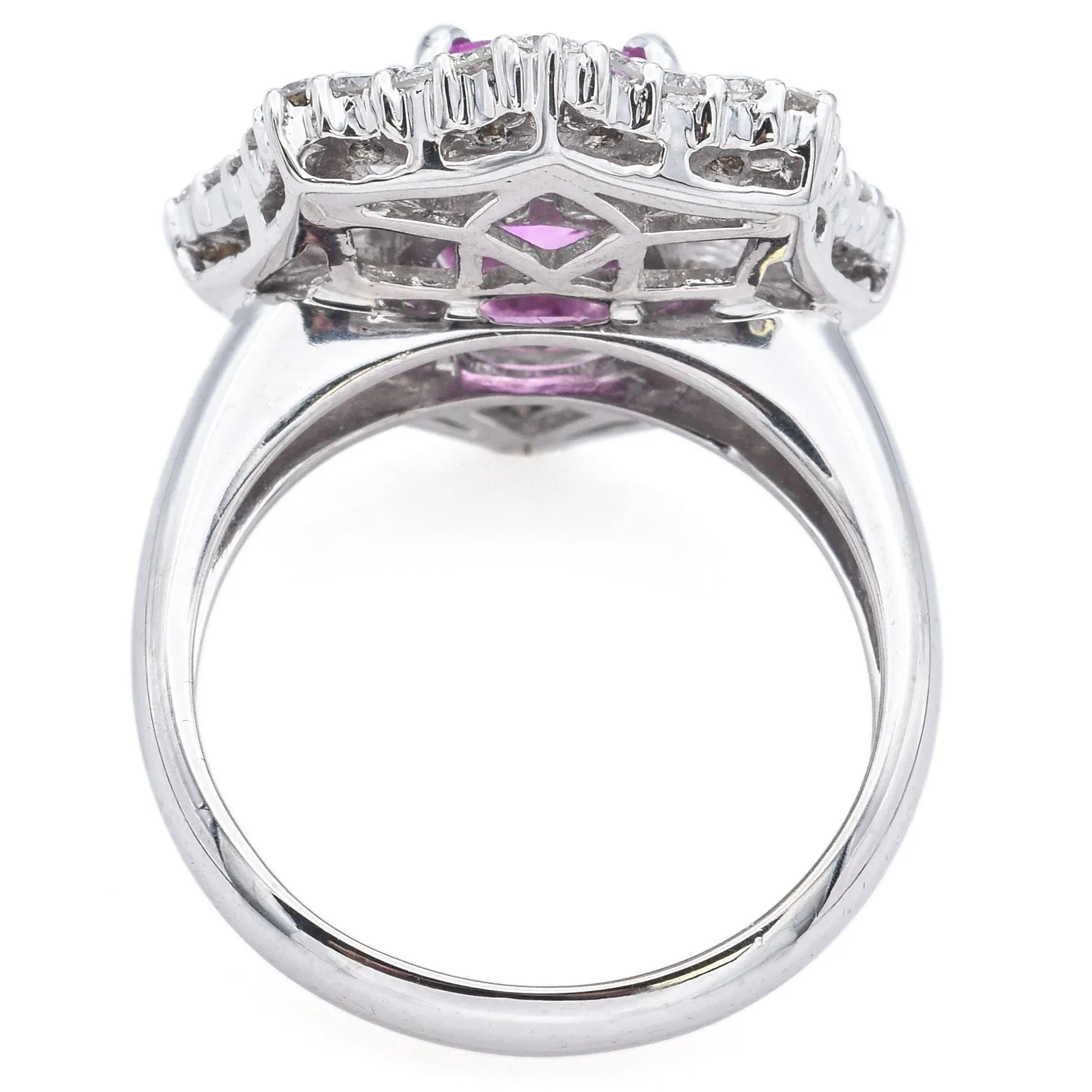 18K White Gold 2.83 Ct Ct Pink Sapphire & 2.92 TCW Diamond Ring GIA Certified