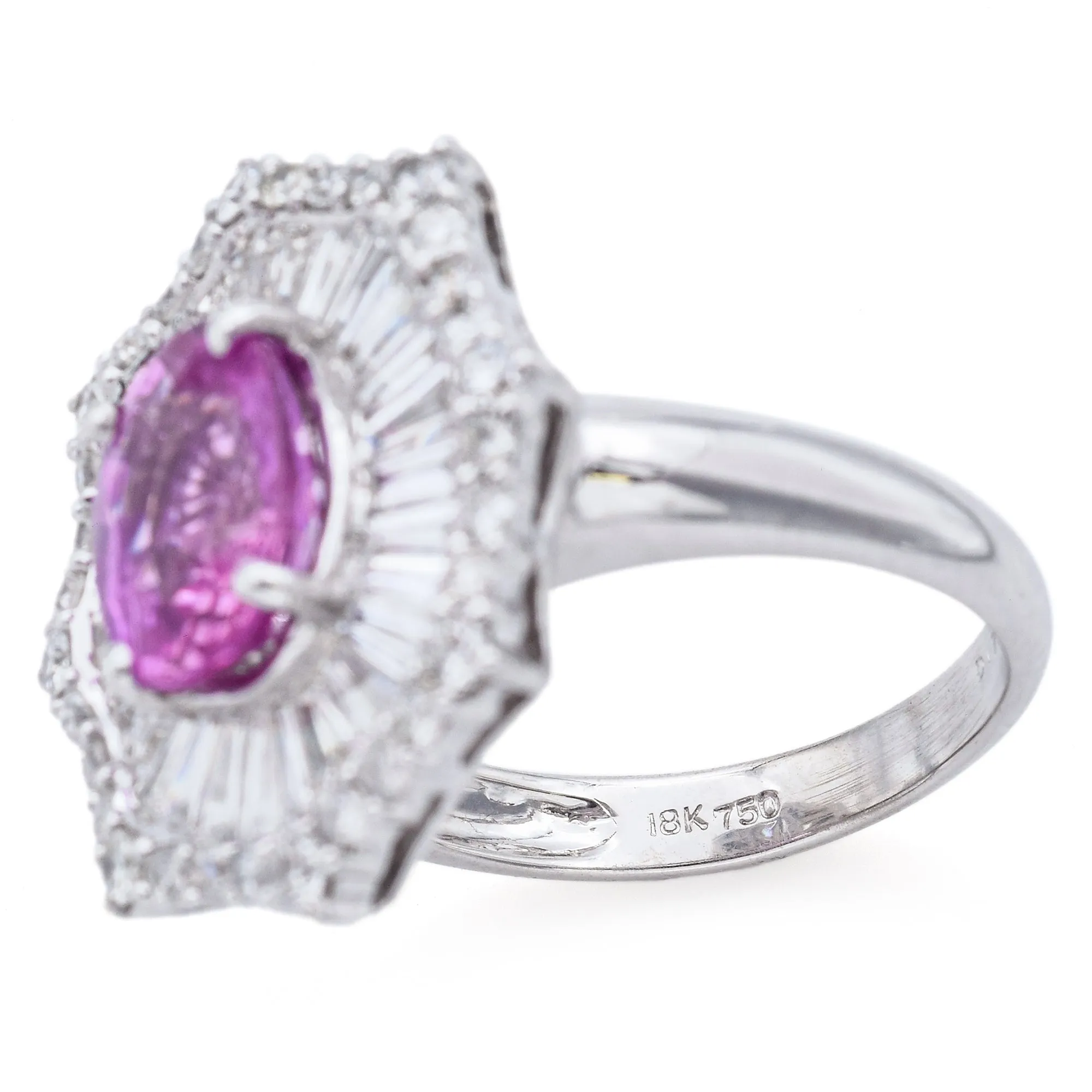 18K White Gold 2.83 Ct Ct Pink Sapphire & 2.92 TCW Diamond Ring GIA Certified