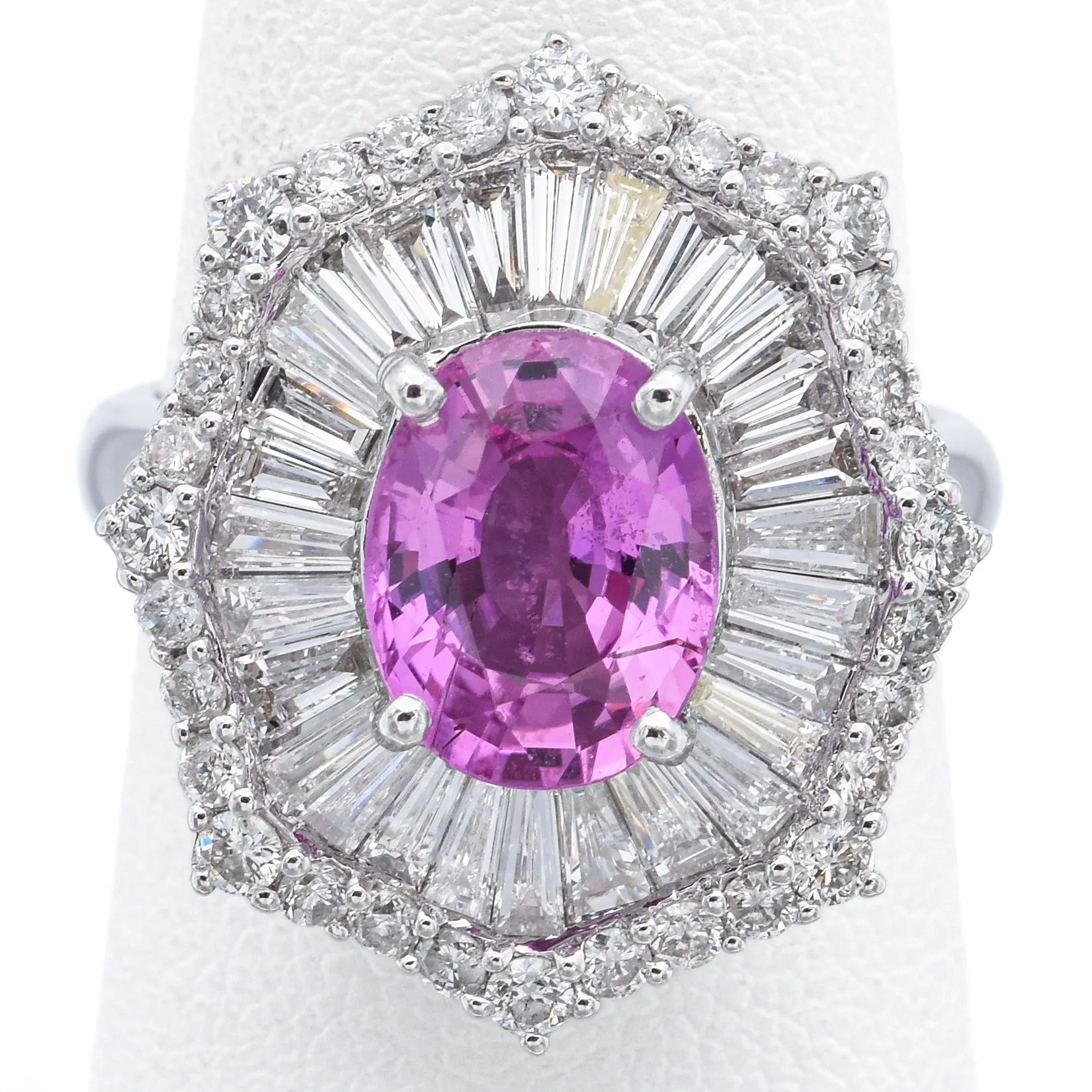 18K White Gold 2.83 Ct Ct Pink Sapphire & 2.92 TCW Diamond Ring GIA Certified