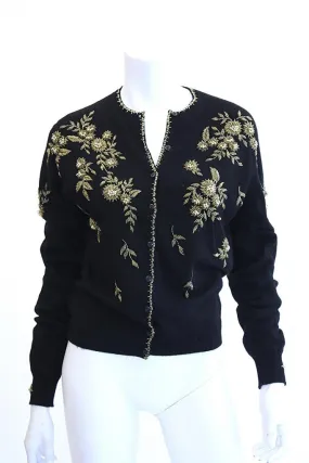 1950s PRINGLE Beaded Cashmere Cardigan