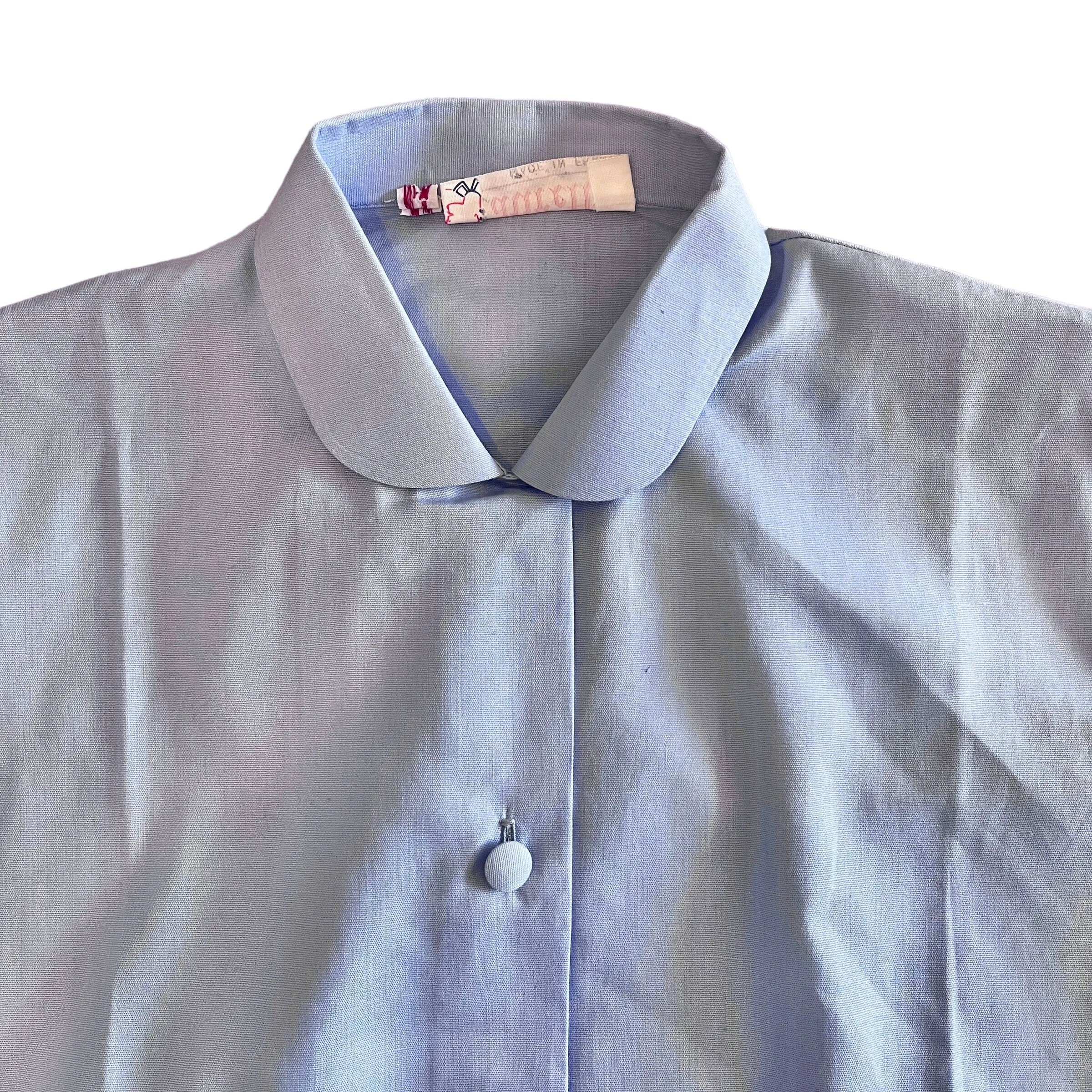 1960's Blue Peter Pan Collar  Shirt / 8-10Y