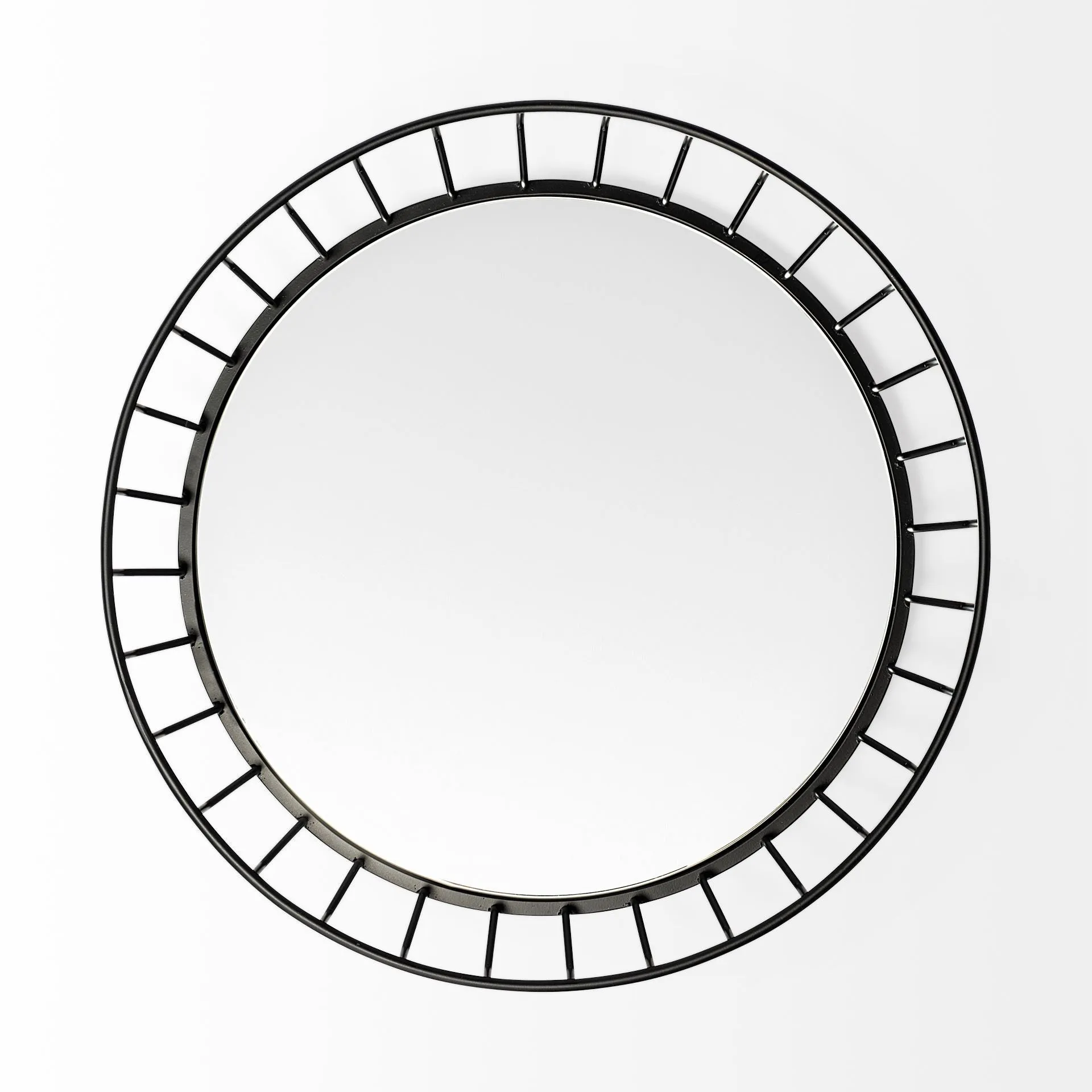 20' Matte Black Wavy Metal With Mirrored Glass Bottom Round Tray By Homeroots