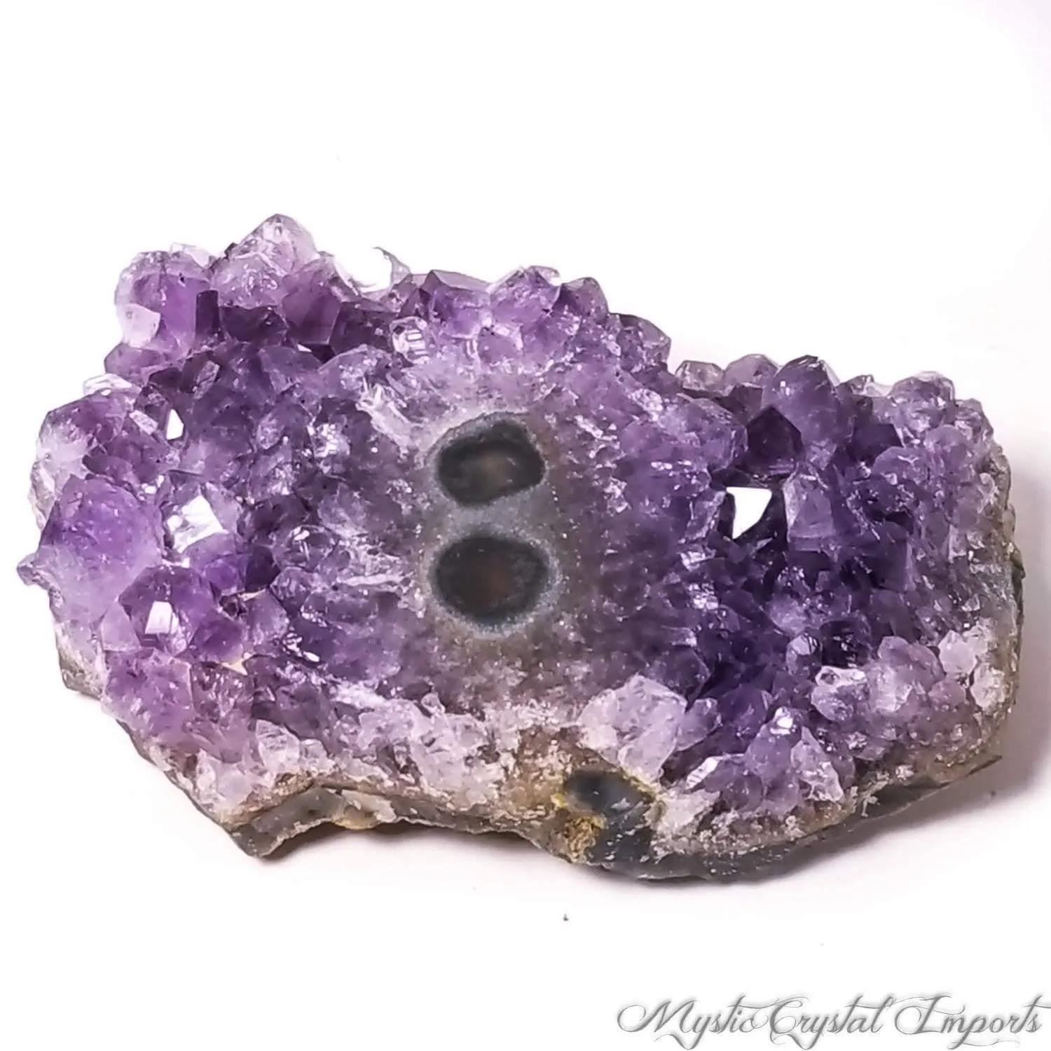 3 1/4 Amethyst Stalactite w/ Polished Agate Eyes Crystal Specimen