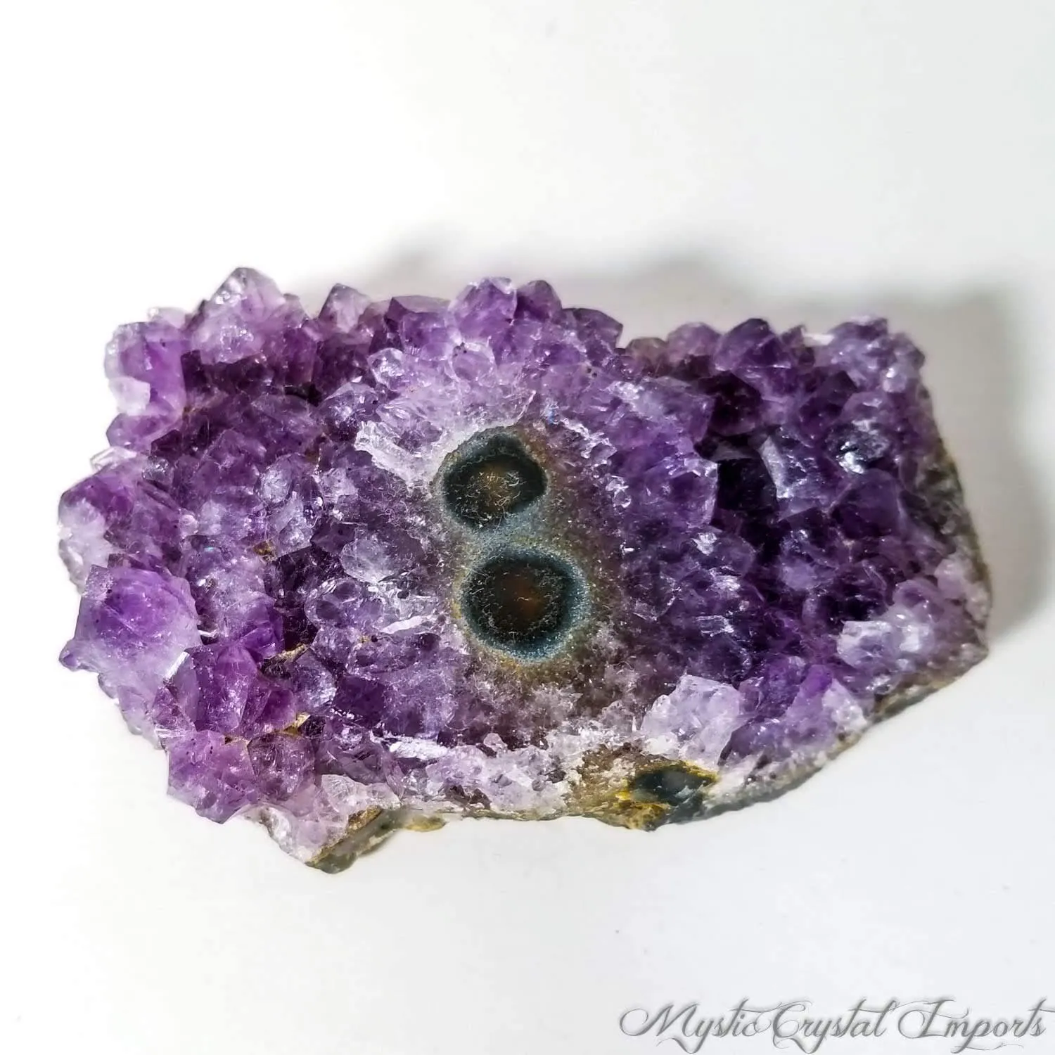 3 1/4 Amethyst Stalactite w/ Polished Agate Eyes Crystal Specimen