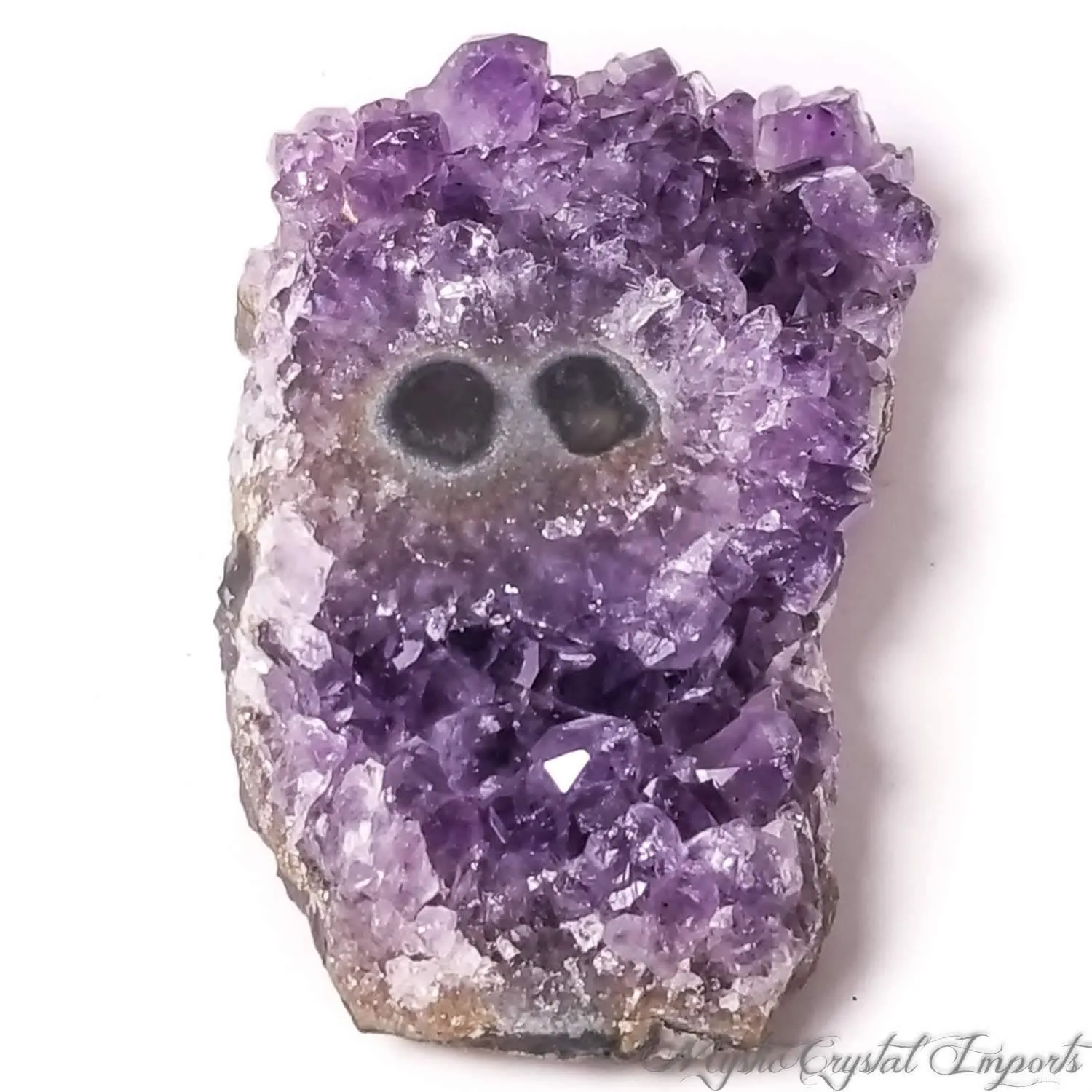 3 1/4 Amethyst Stalactite w/ Polished Agate Eyes Crystal Specimen