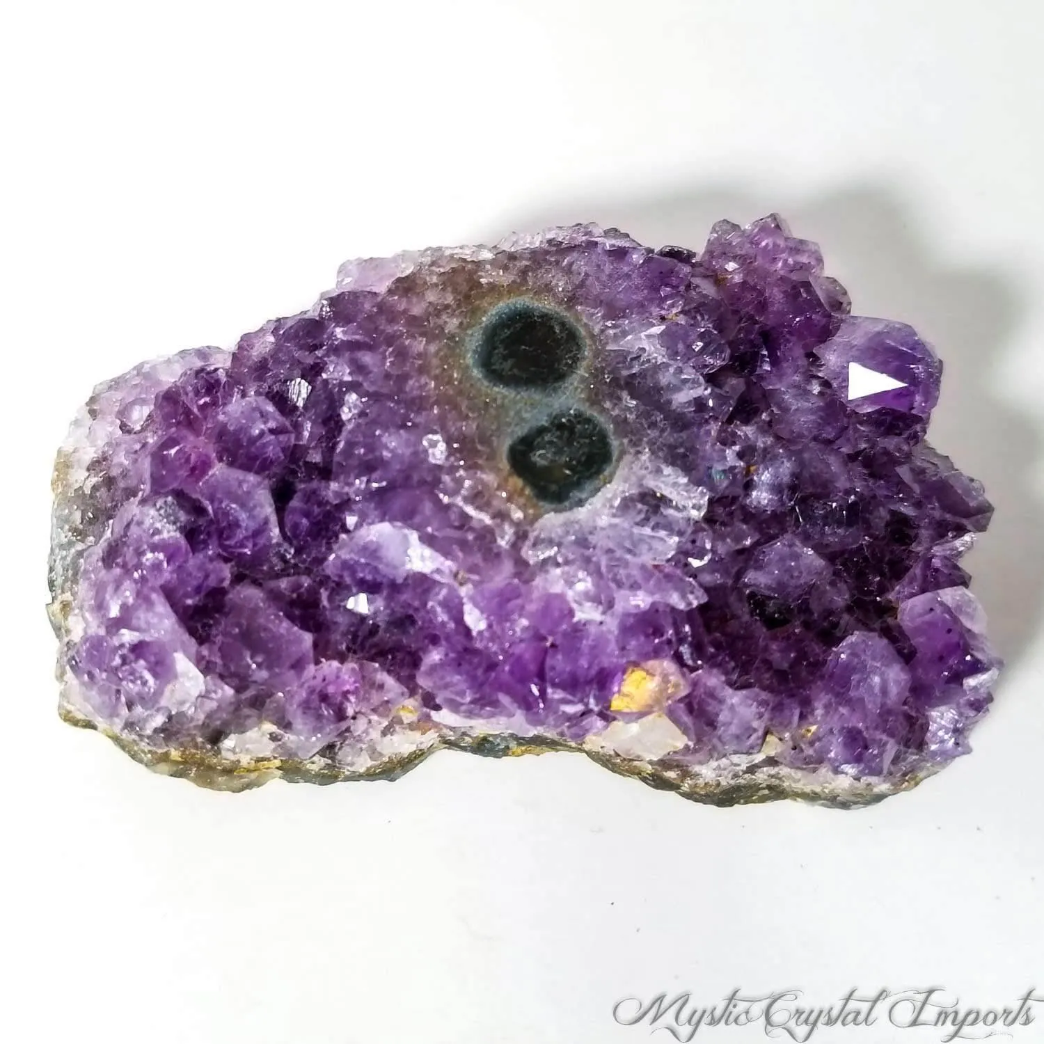 3 1/4 Amethyst Stalactite w/ Polished Agate Eyes Crystal Specimen