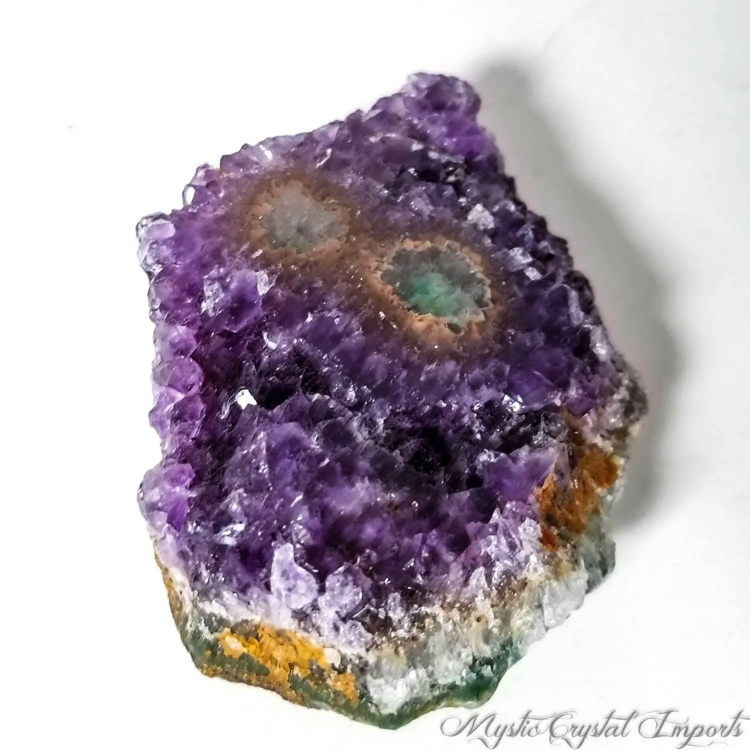 3 5/8 Amethyst Stalactite w/ Polished Agate Eyes Crystal Specimen