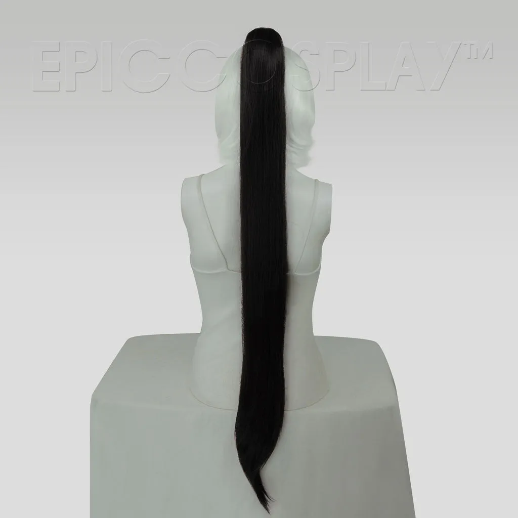 35" Black Straight Ponytail Clipon