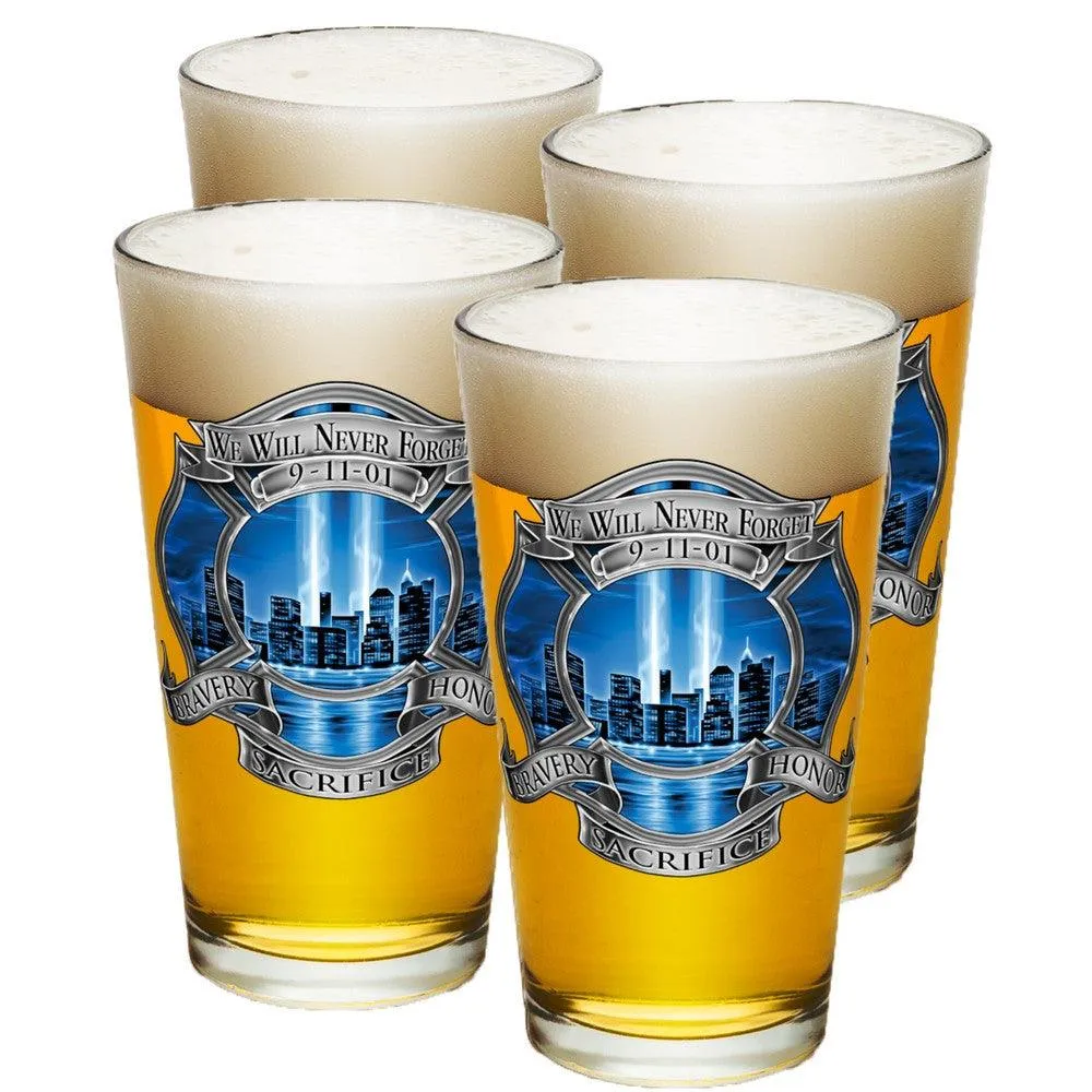 9/11 Firefighter Blue Skies Pint Glasses