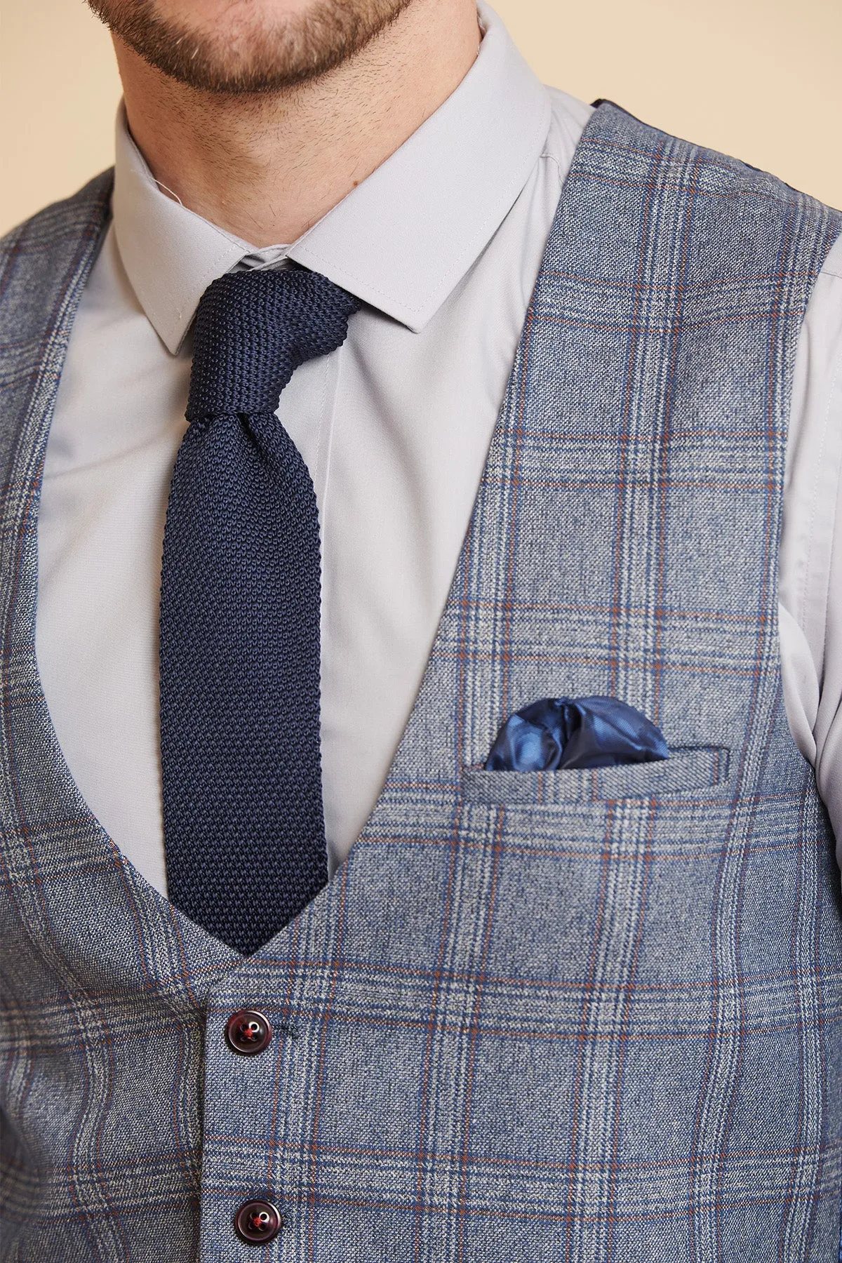 ABBOTT - Blue Tweed Check Waistcoat