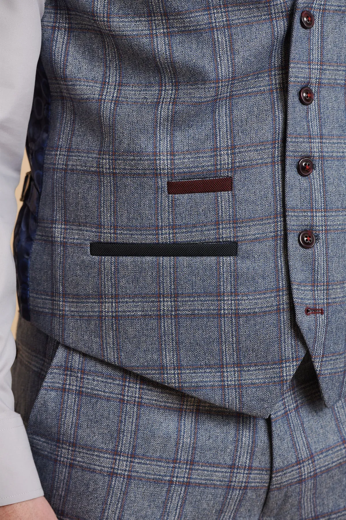 ABBOTT - Blue Tweed Check Waistcoat