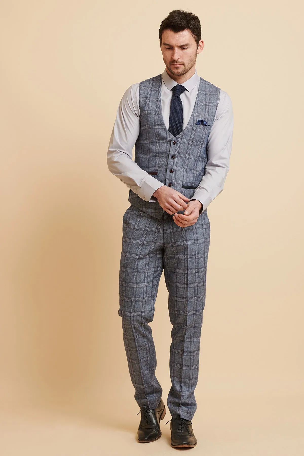 ABBOTT - Blue Tweed Check Waistcoat