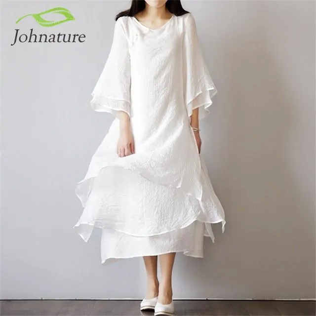 Acetate Fiber V-Neck Loose Casual Women Dress  5204698