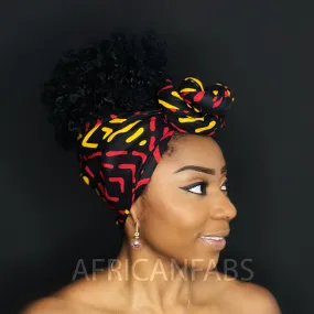 African Black / yellow Bogolan / mud cloth headwrap