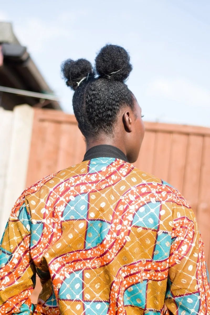 African Bomber Jacket in Orange Gold Ankara- Festival Clothing