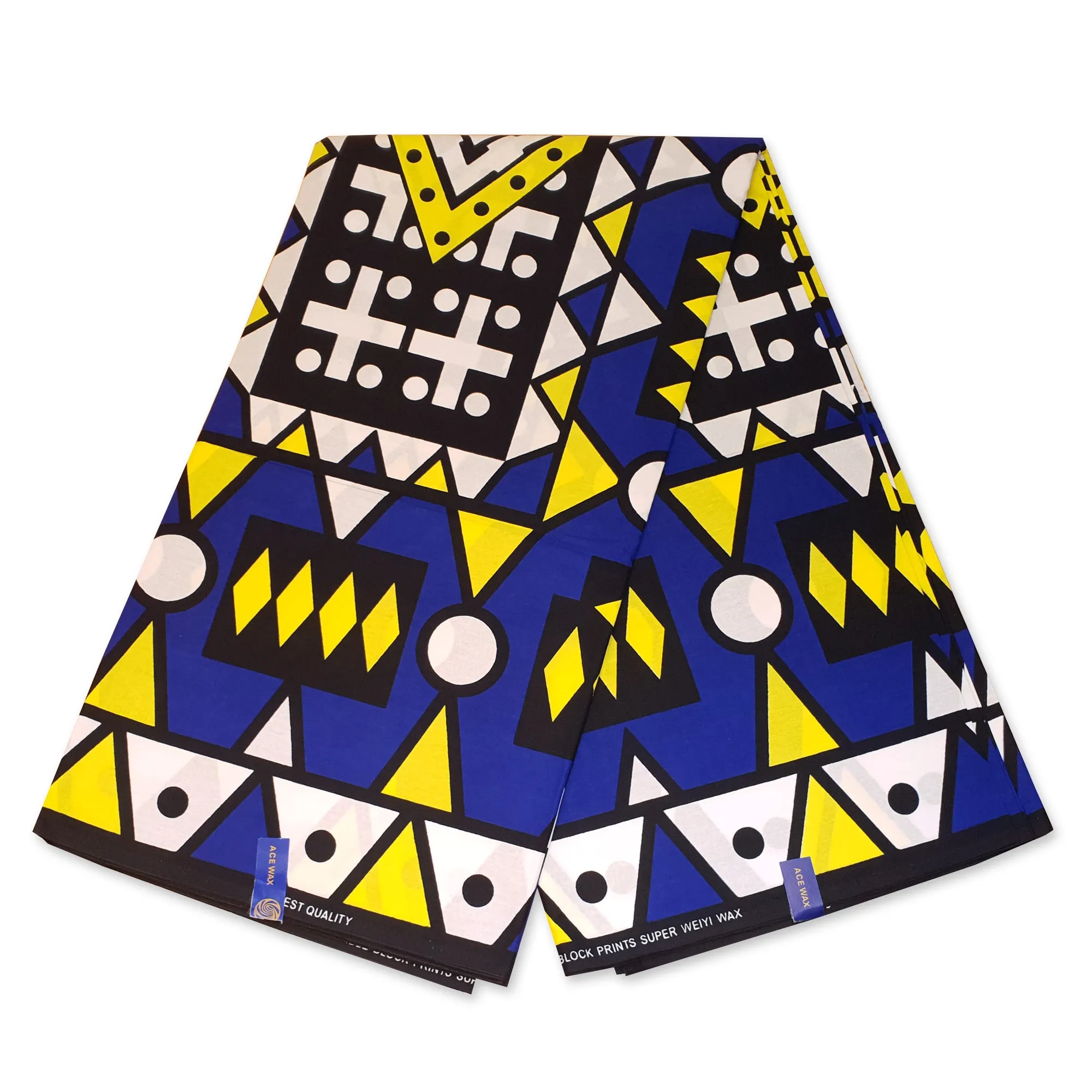 African print fabric - Blue Bright Yellow Samakaka / Samacaca (Angola) - 100% cotton