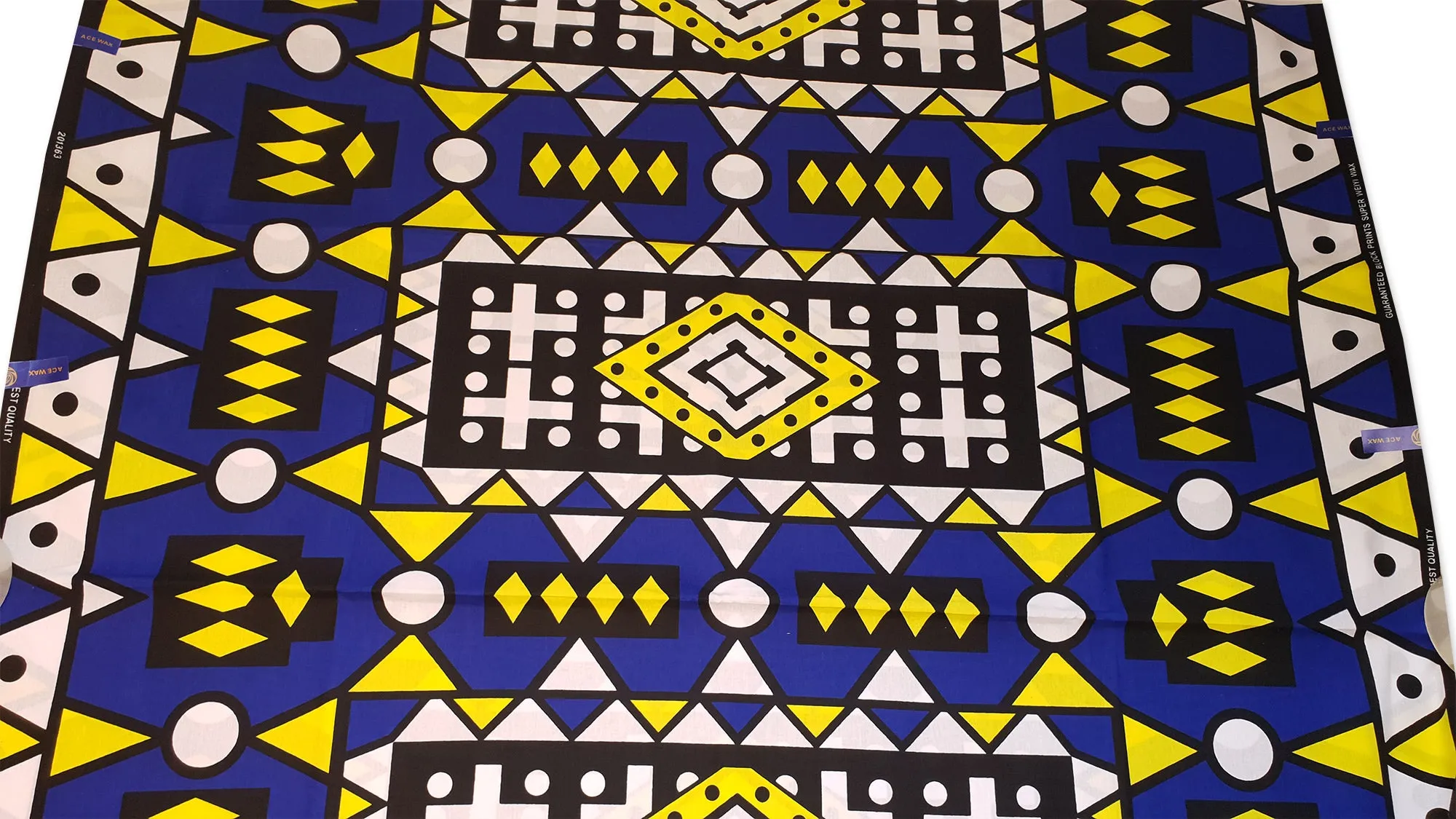 African print fabric - Blue Bright Yellow Samakaka / Samacaca (Angola) - 100% cotton