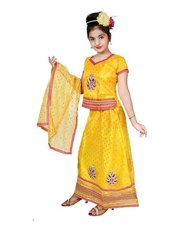 Ahhaaaa Girls Cotton Chania Choli with Dupatta Set