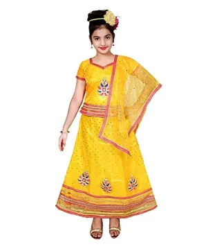 Ahhaaaa Girls Cotton Chania Choli with Dupatta Set