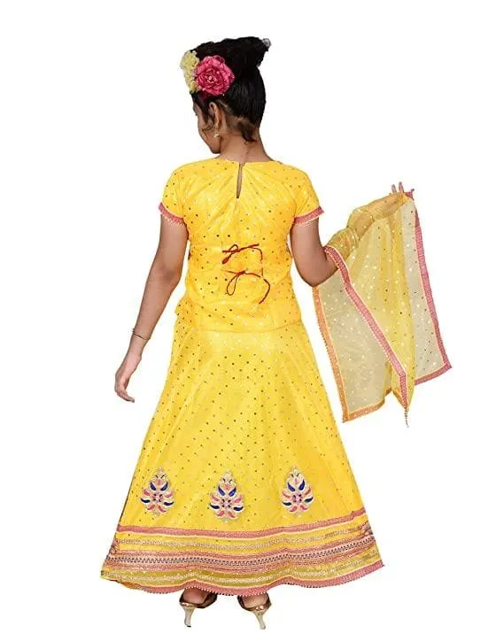 Ahhaaaa Girls Cotton Chania Choli with Dupatta Set