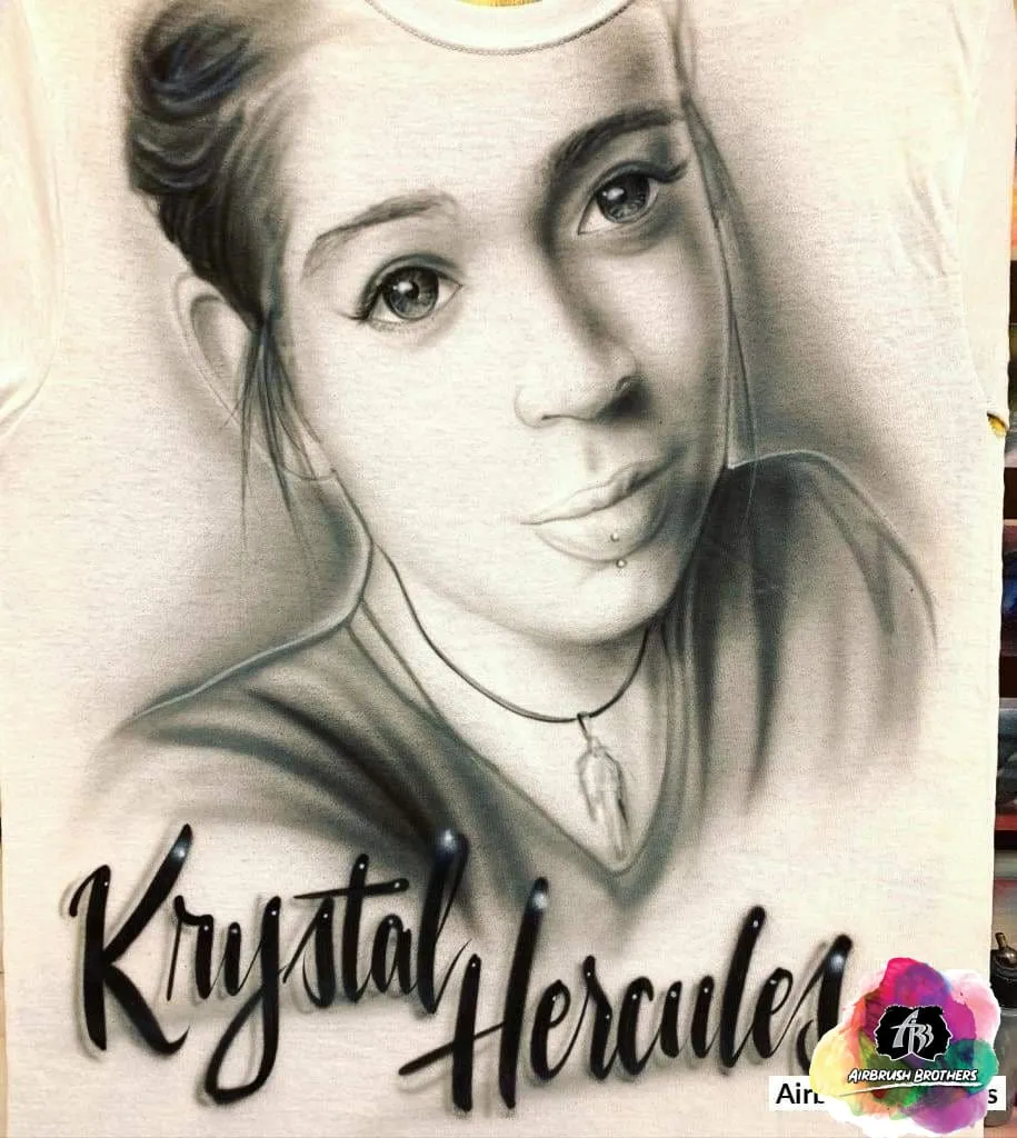 Airbrush Memorial Portrait | Black & White Shirt Design