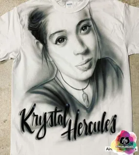 Airbrush Memorial Portrait | Black & White Shirt Design