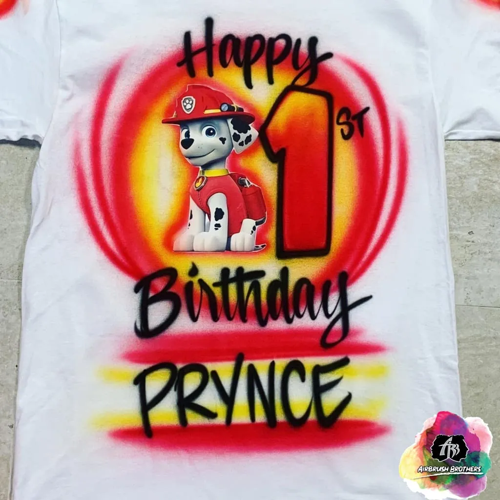 Airbrush Paw Patrol - Marshall Birthday Shirt Design