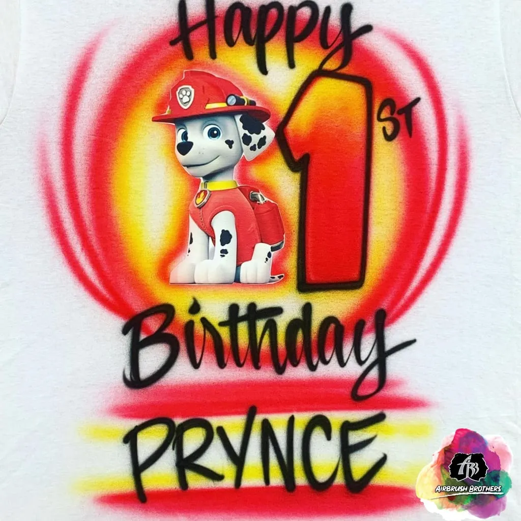 Airbrush Paw Patrol - Marshall Birthday Shirt Design