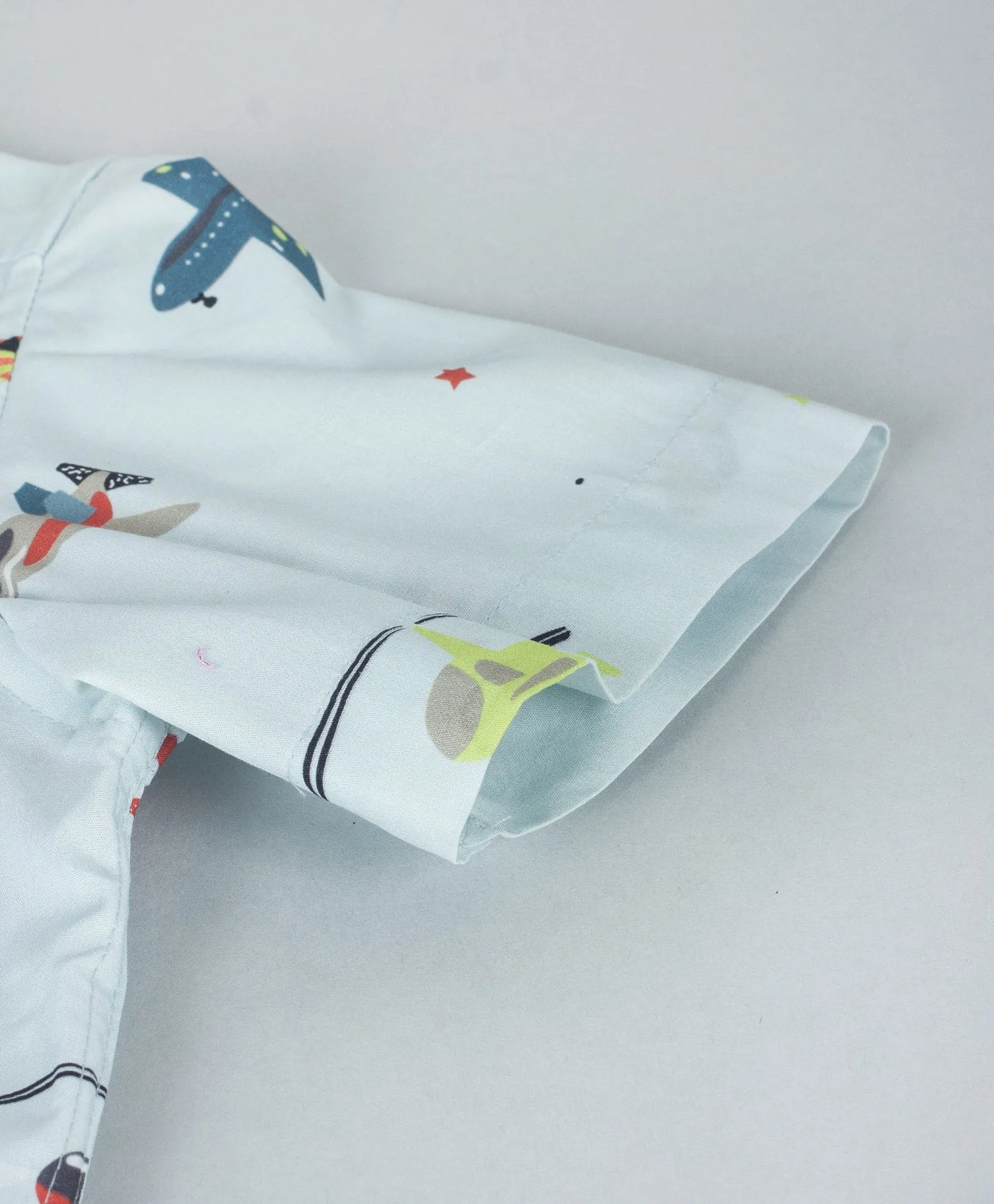 Airplane print half sleeves boys shirt-Sky Blue