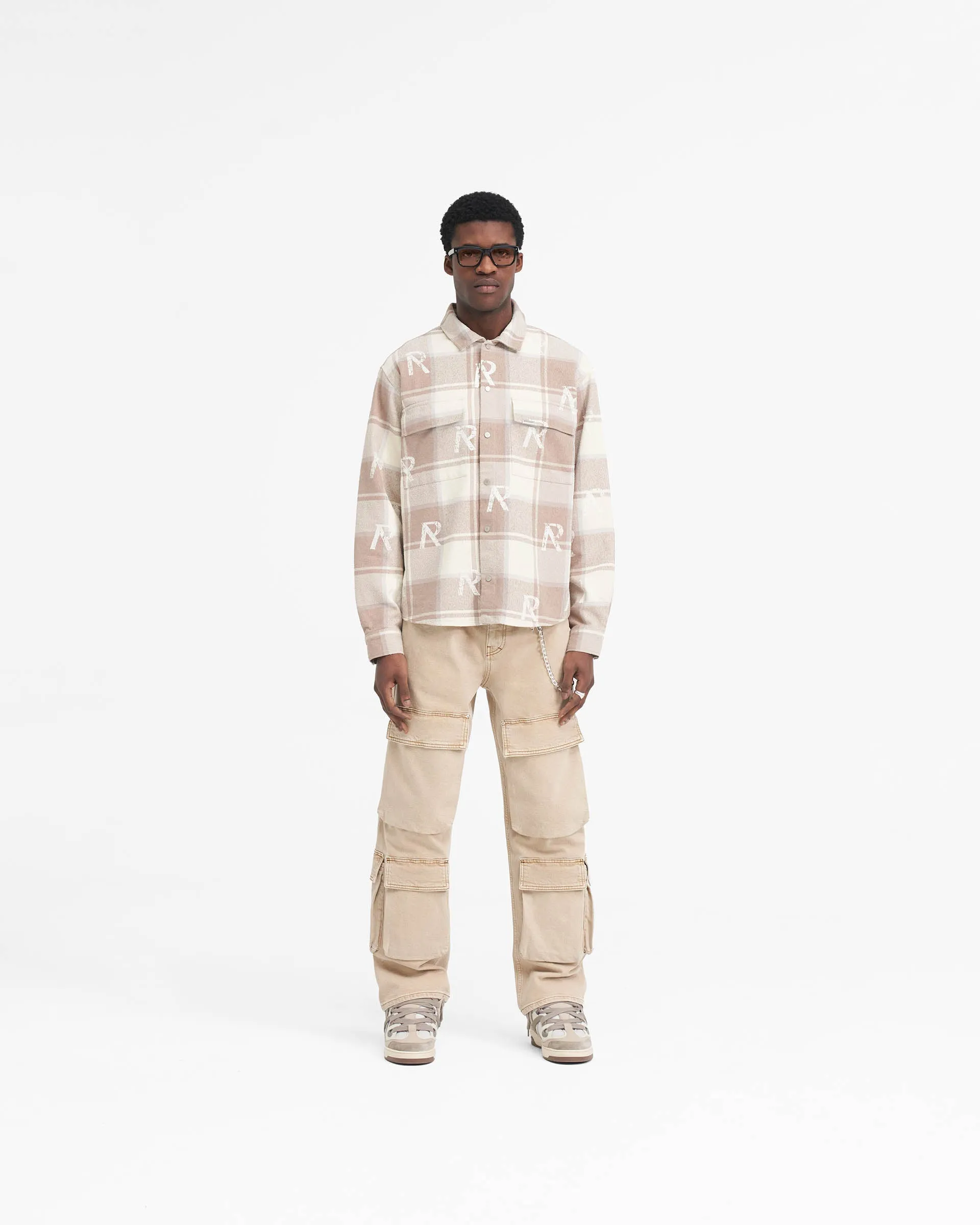 All Over Initial Flannel Shirt - Cashmere