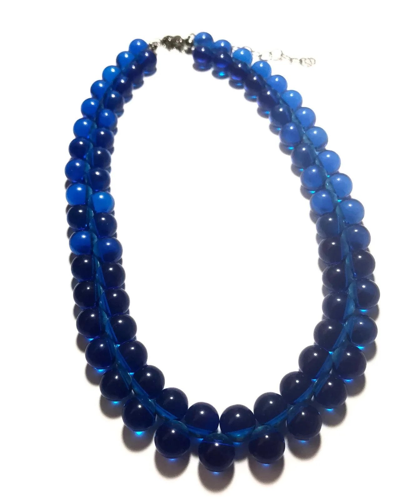 Aqua Blue Button Beaded Marco Necklace