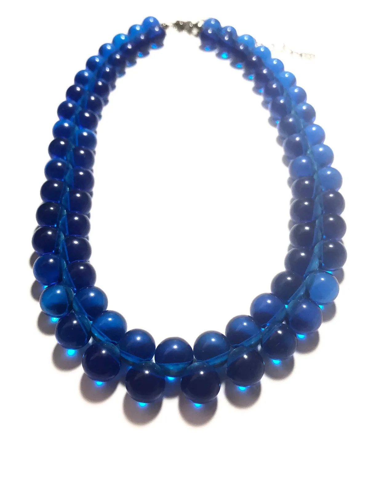 Aqua Blue Button Beaded Marco Necklace