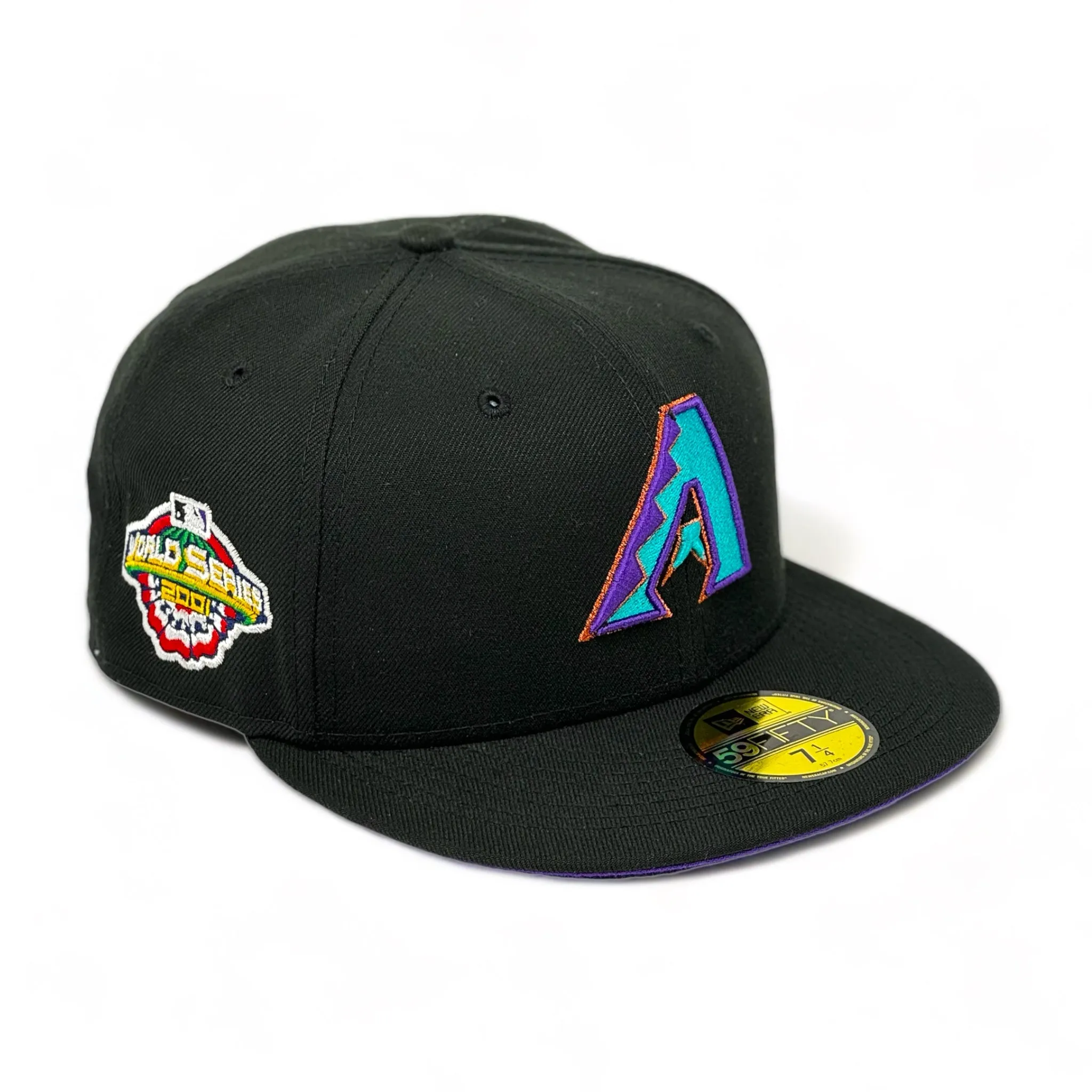 ARIZONA DIAMONDBACKS "2001 WS X 2011 ASG" DOUBLE PATCH NEW ERA 59FIFTY FITTED (PURPLE UNDER VISOR)