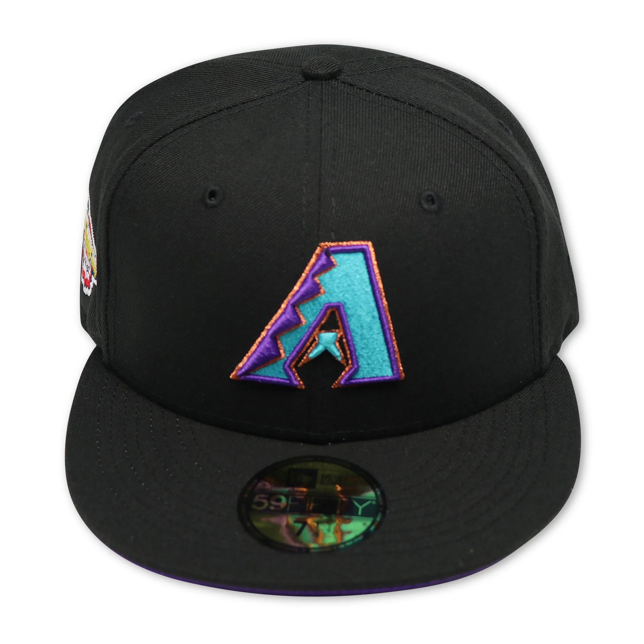 ARIZONA DIAMONDBACKS "2001 WS X 2011 ASG" DOUBLE PATCH NEW ERA 59FIFTY FITTED (PURPLE UNDER VISOR)