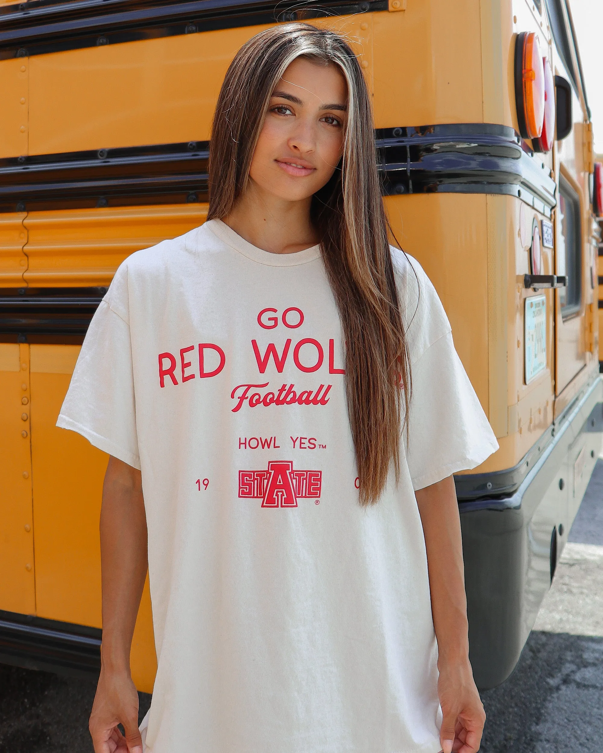 Arkansas State Red Wolves Shot Off Off White Thrifted Tee