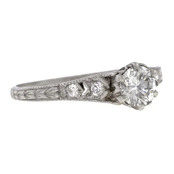 Art Deco Diamond Engagement Ring, RBC 0.40ct.