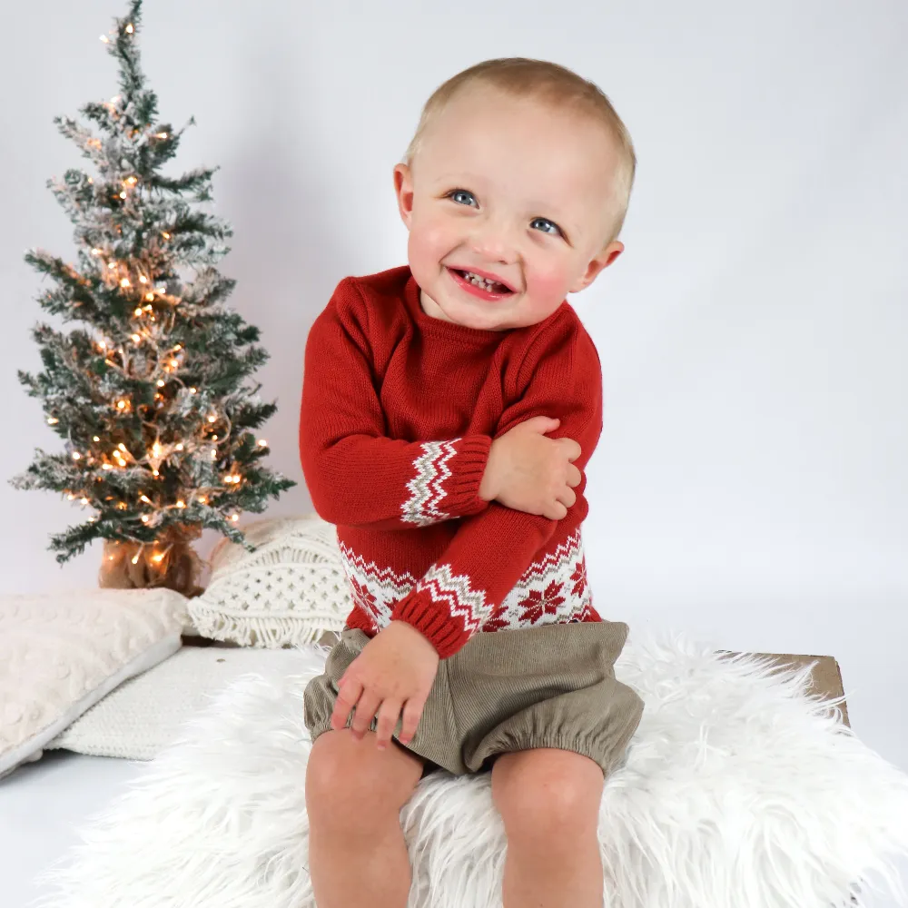 AW Juliana Boys Cord Shorts and Snowflake Knitted Jumper Set