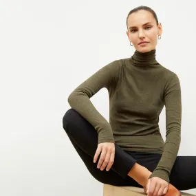 Axam Turtleneck - Ribbed Pima Cotton :: Army Melange