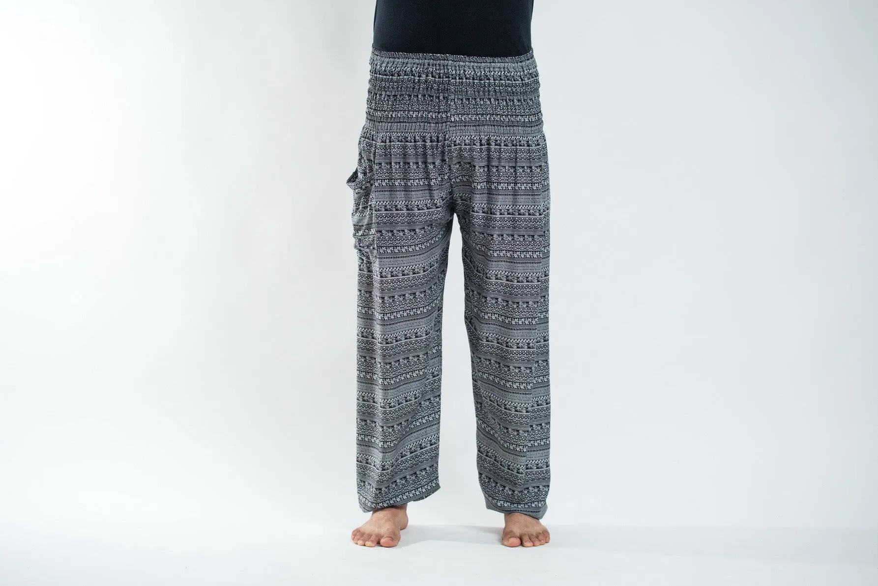 Aztec Stripes Men's Harem Pants in Gray